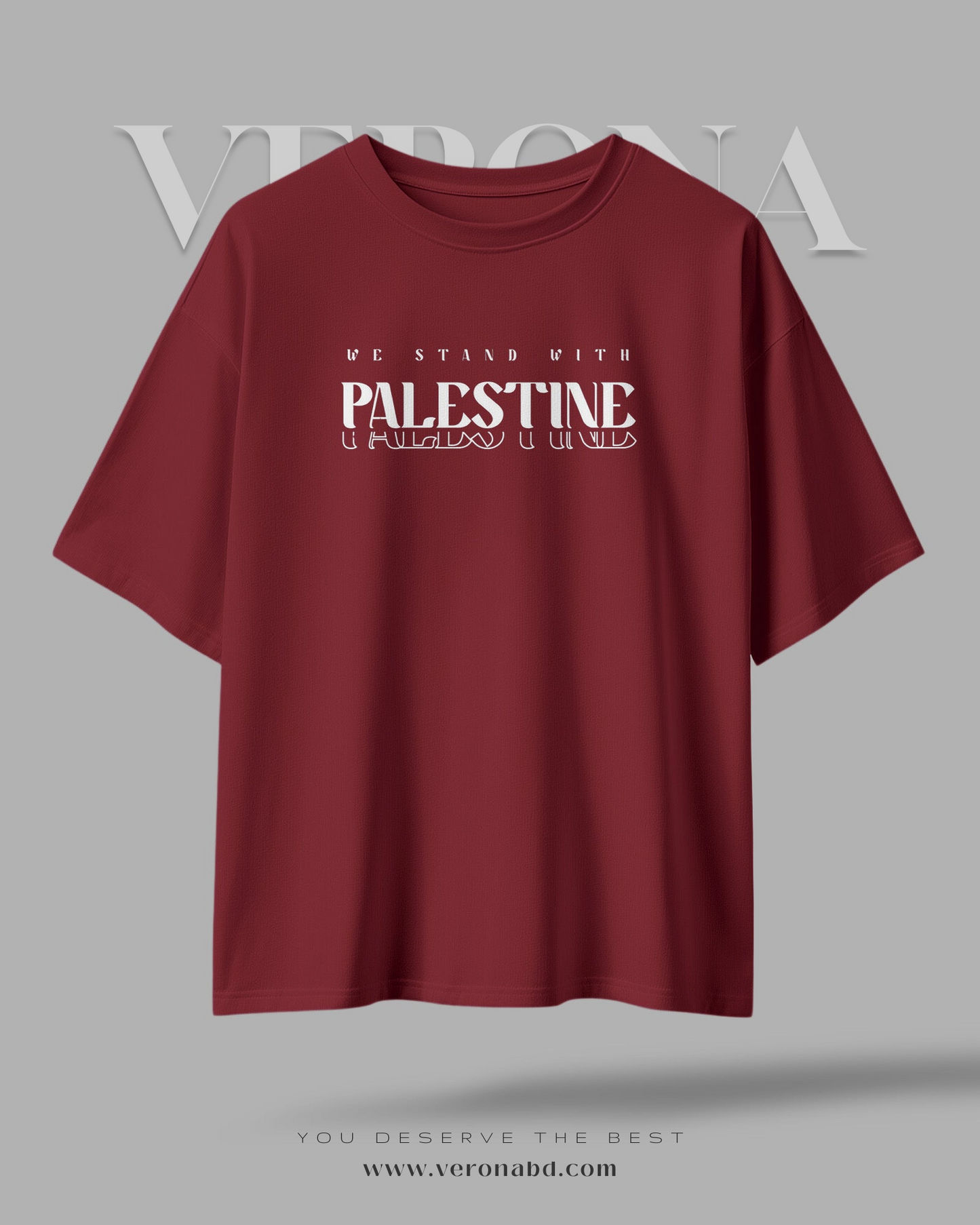 'We Stand with Palestine' - Maroon Premium Dropshoulder T-shirt