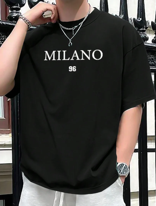 Milano 96 - Black Drop Shoulder T-Shirt