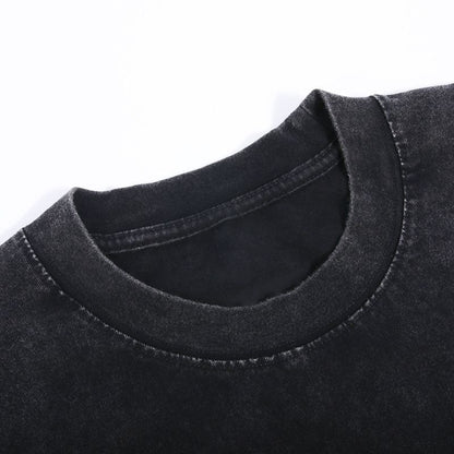 Solid Black Acid Wash Dropshoulder T-shirt