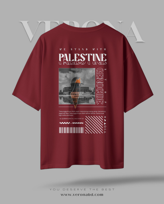 'We Stand with Palestine' - Maroon Premium Dropshoulder T-shirt
