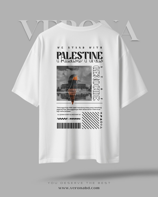 'We Stand with Palestine' - White Premium Dropshoulder T-shirt