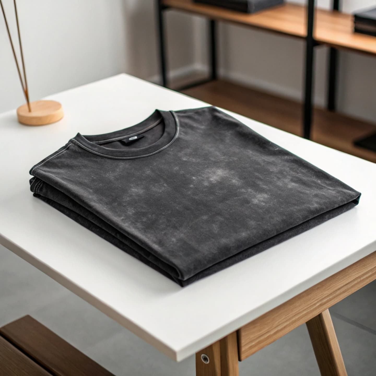 Solid Black Acid Wash Dropshoulder T-shirt