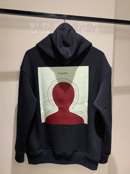 Printed Black Dropshoulder Hoodie - DSB01
