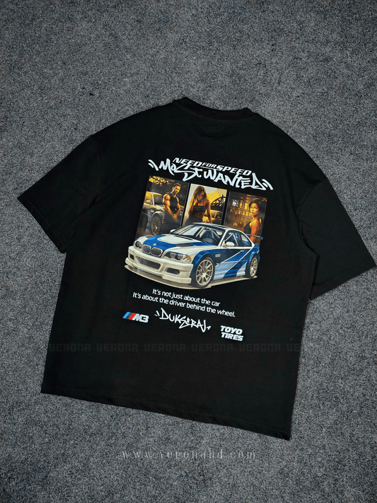 NFS Most Wanted - Premium Black Dropshoulder T-shirt