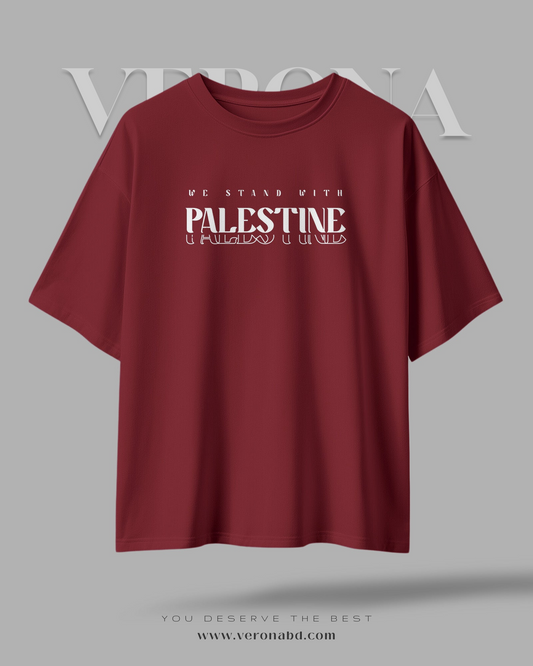 'We Stand with Palestine' - Maroon Premium Dropshoulder T-shirt
