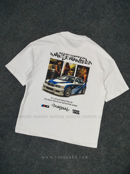NFS Most Wanted - Premium White Dropshoulder T-shirt