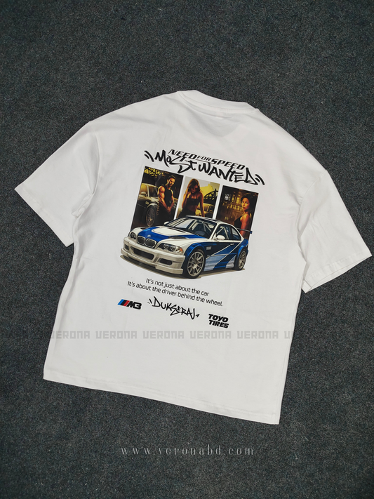 NFS Most Wanted - Premium White Dropshoulder T-shirt