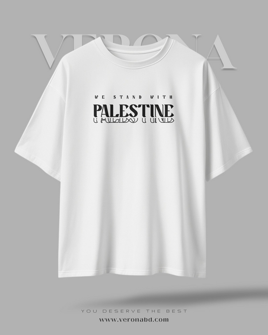'We Stand with Palestine' - White Premium Dropshoulder T-shirt