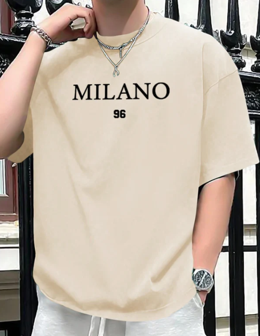 Milano 96 - Beige Drop Shoulder T-Shirt