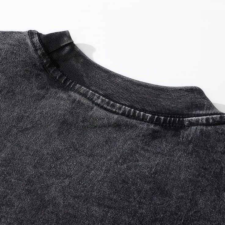Solid Black Acid Wash Dropshoulder T-shirt